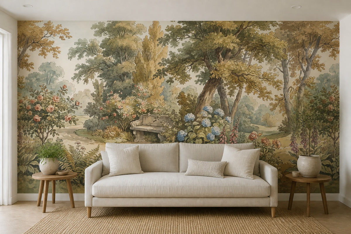cream vintage jungle wallpaper accent custom peel and stick non woven vinyl removable