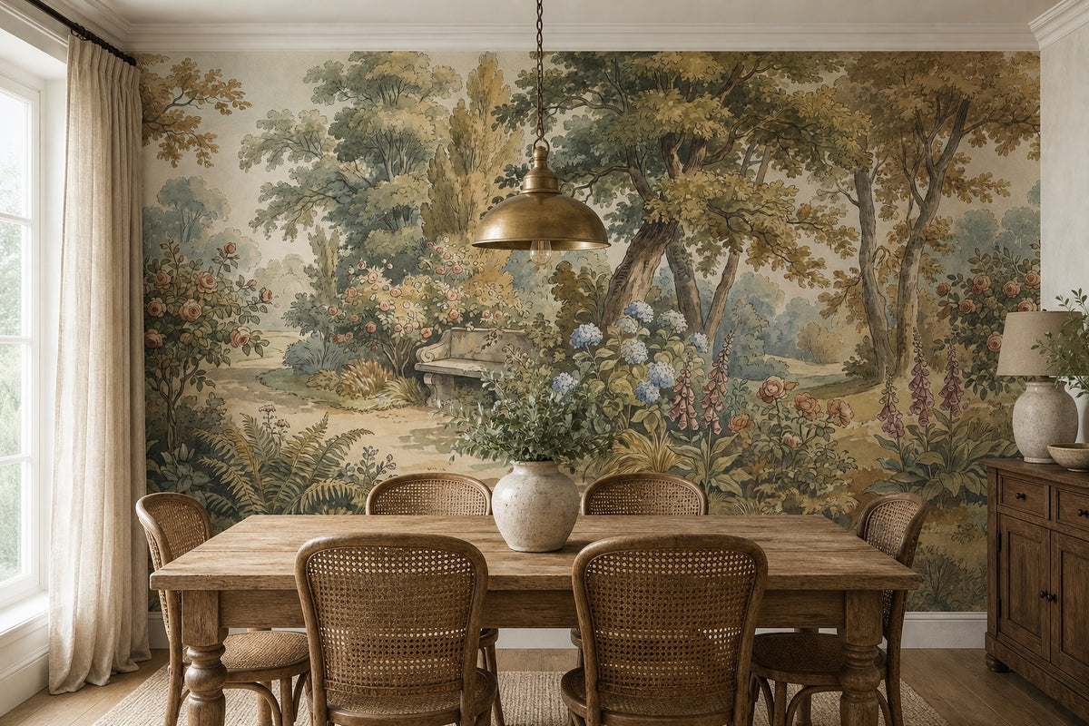 cream vintage jungle wallpaper dining custom peel and stick non woven vinyl removable