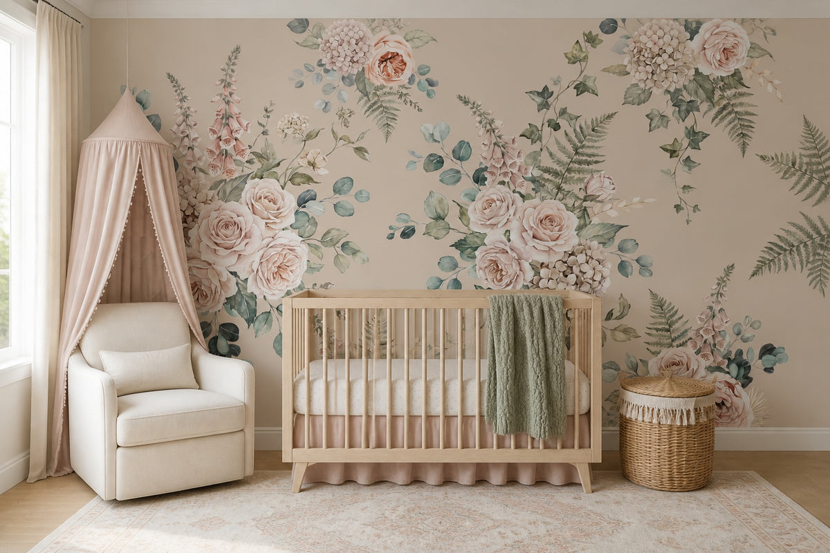 cream vintage jungle wallpaper nursery custom peel and stick non woven vinyl removable
