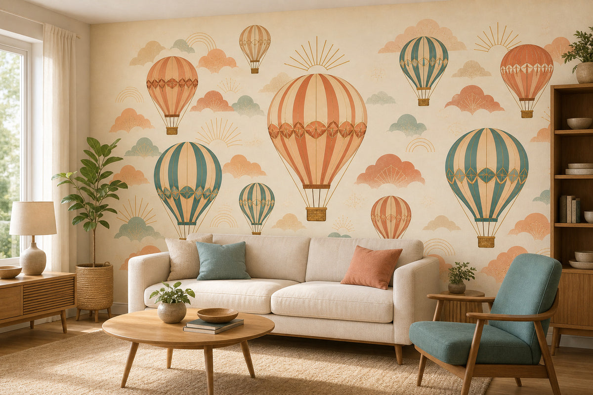 Cream Balloon Wallpaper Mural product view