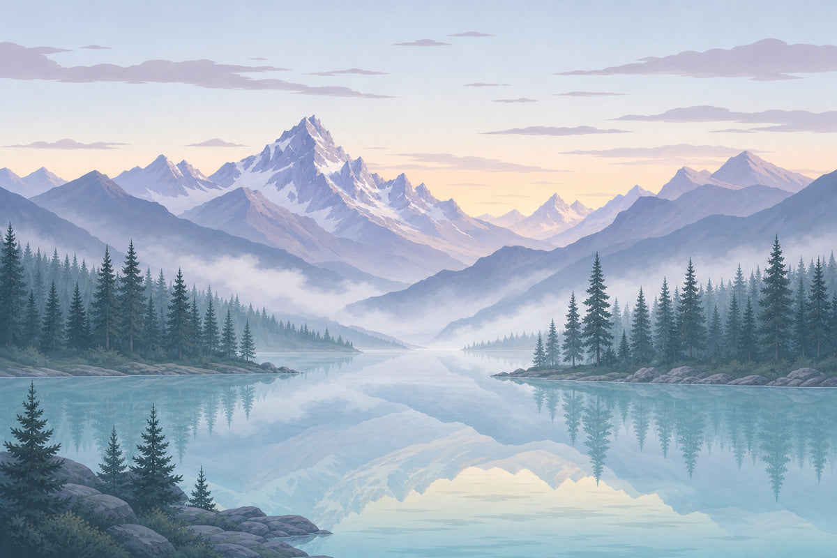 Alpine Lake Wallpaper Mural product view