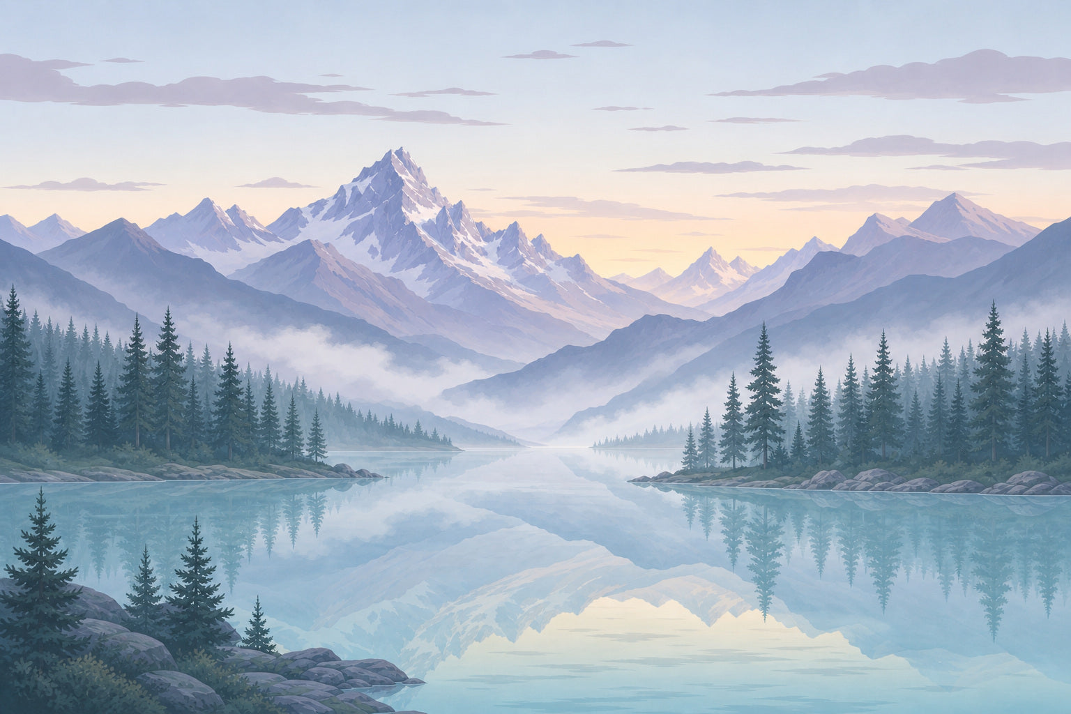 Alpine Lake Wallpaper Mural