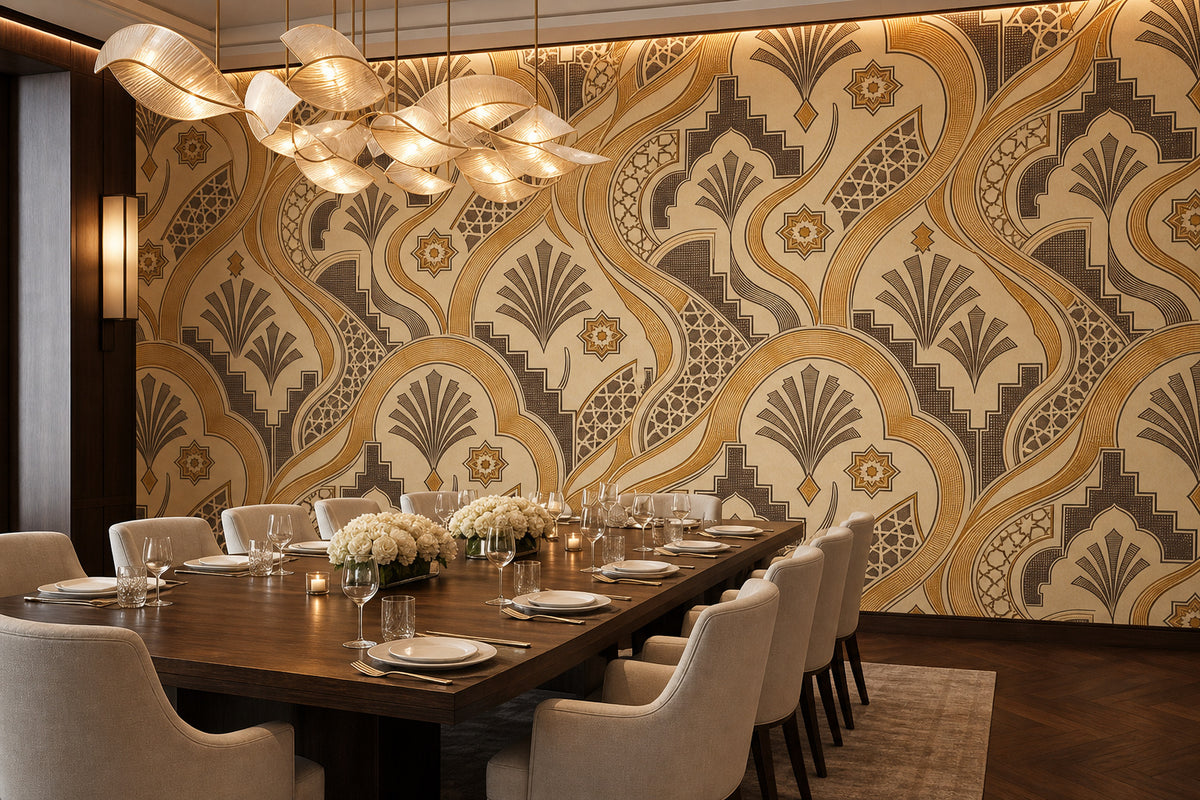 Amber Art Deco Wallpaper Mural product view