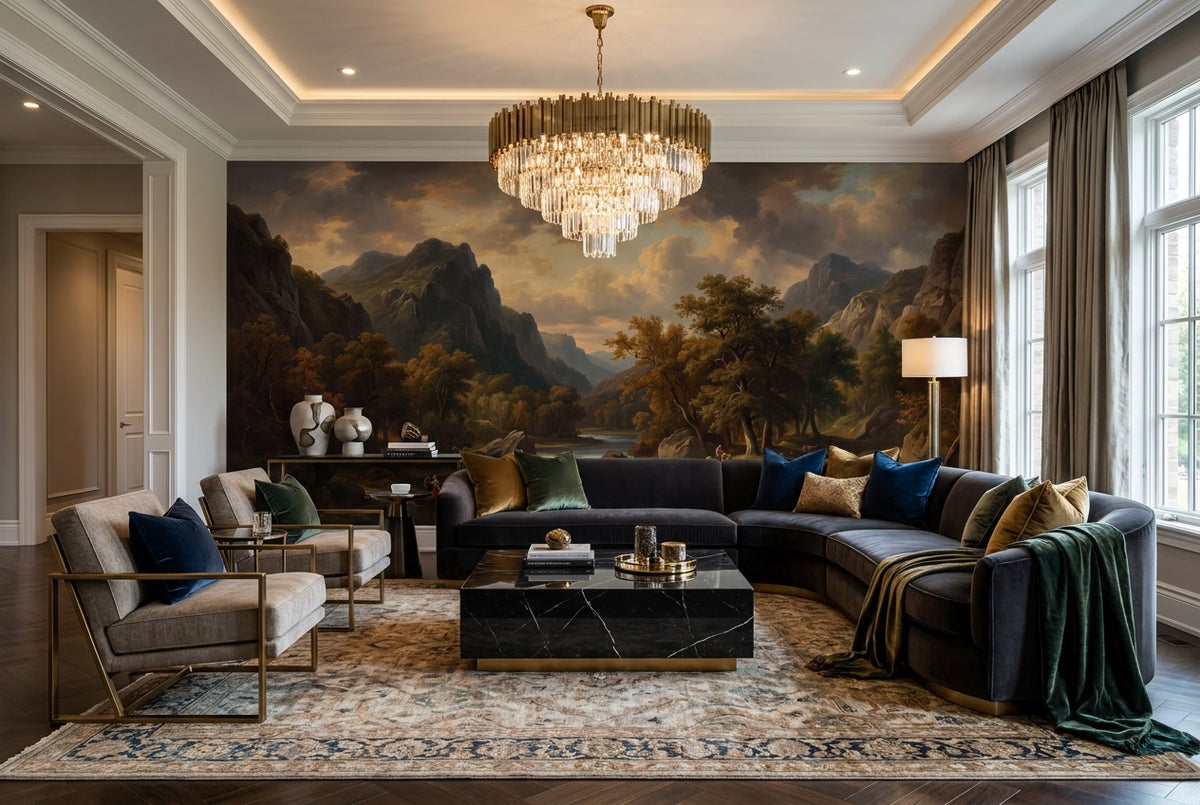 custom amber mountain valley wallpaper mural lounge stick on non woven vinyl removable