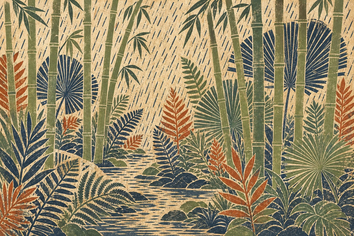 Bamboo Rain Wallpaper Mural product view