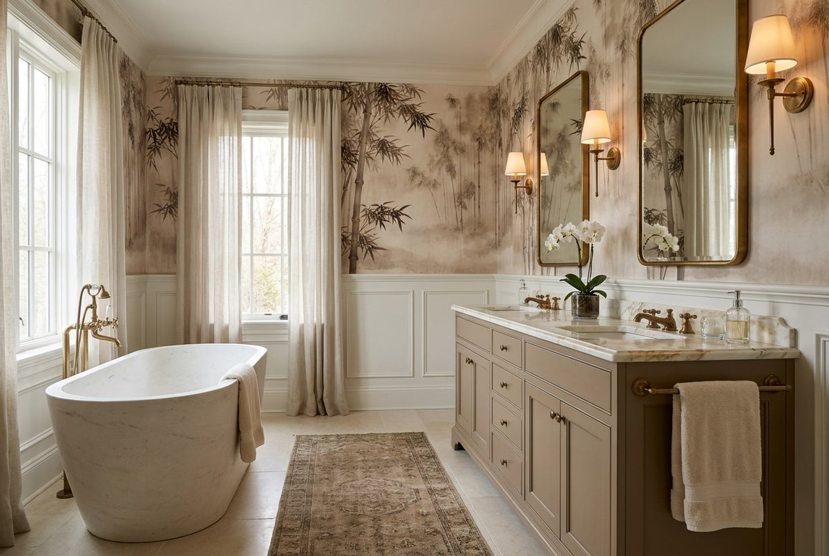 custom bath ash bamboo forest wallpaper mural peel and stick vinyl non woven removable
