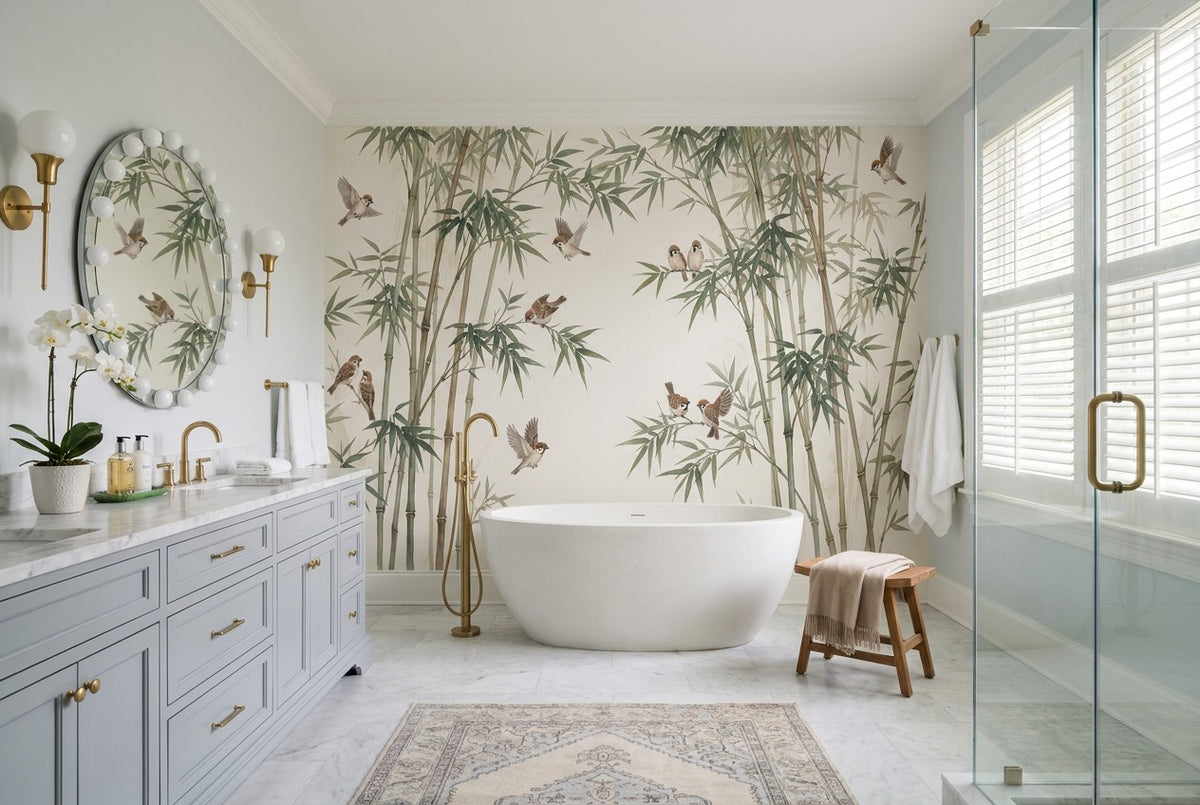 custom bath olive bamboo forest wallpaper mural stick on vinyl non woven removable