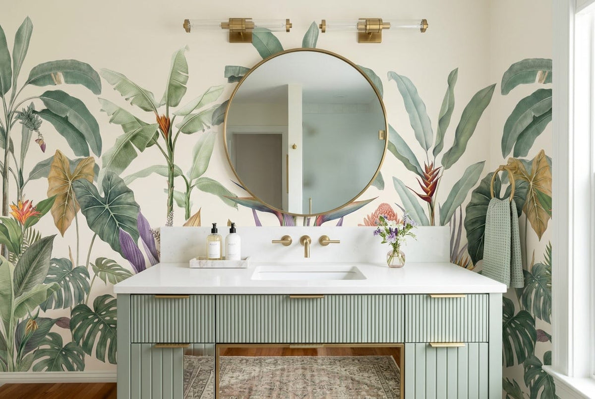 Bird of Paradise Botanical Jungle Wallpaper Mural in custom