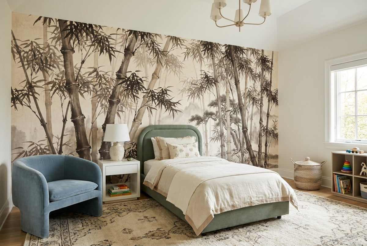 custom bedroom black bamboo forest wallpaper mural stick on vinyl non woven removable