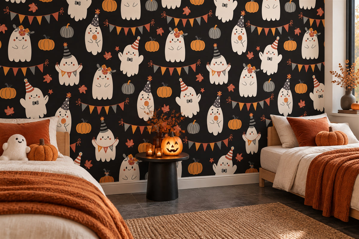 custom bedroom black ghosts removable peel and stick non woven vinyl wallpaper mural