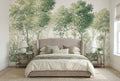 Pale Sage Botanical Nordic Forest Green Wallpaper Mural