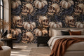Black Ravens And Skulls Halloween Wallpaper Mural