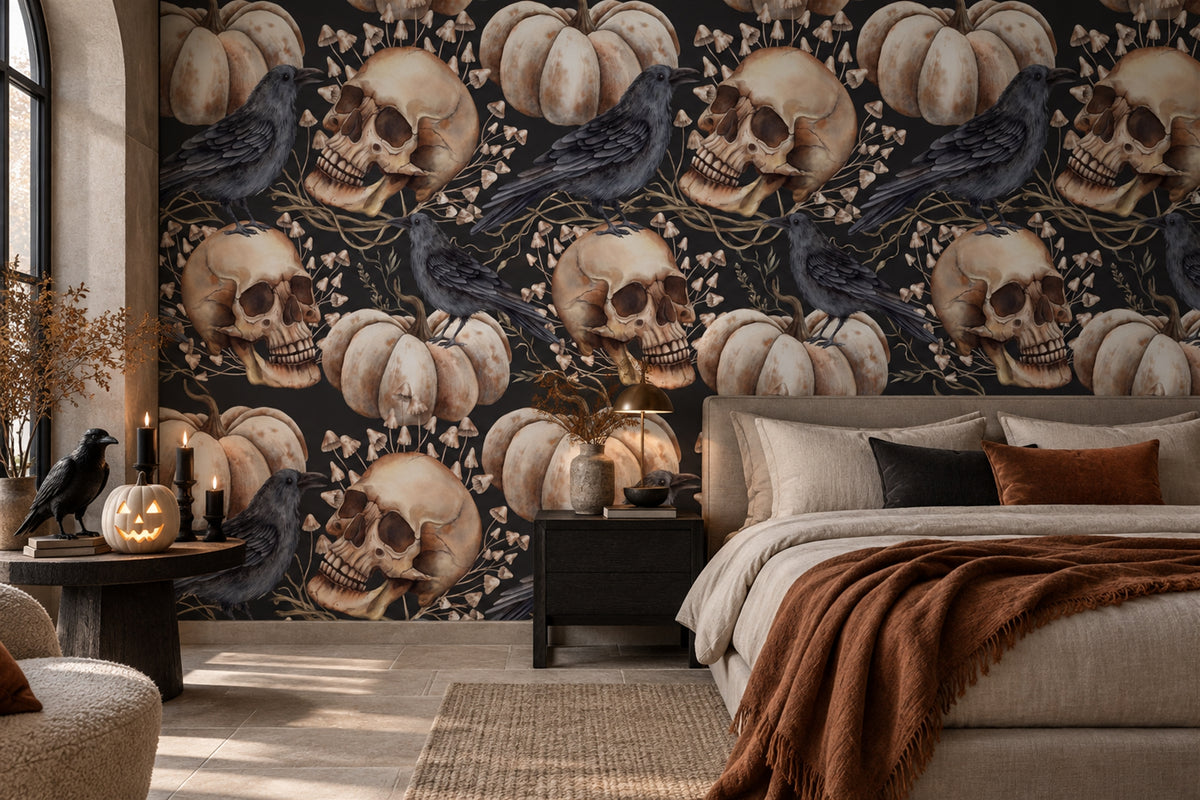custom bedroom ivory skulls removable self adhesive non woven vinyl wallpaper mural