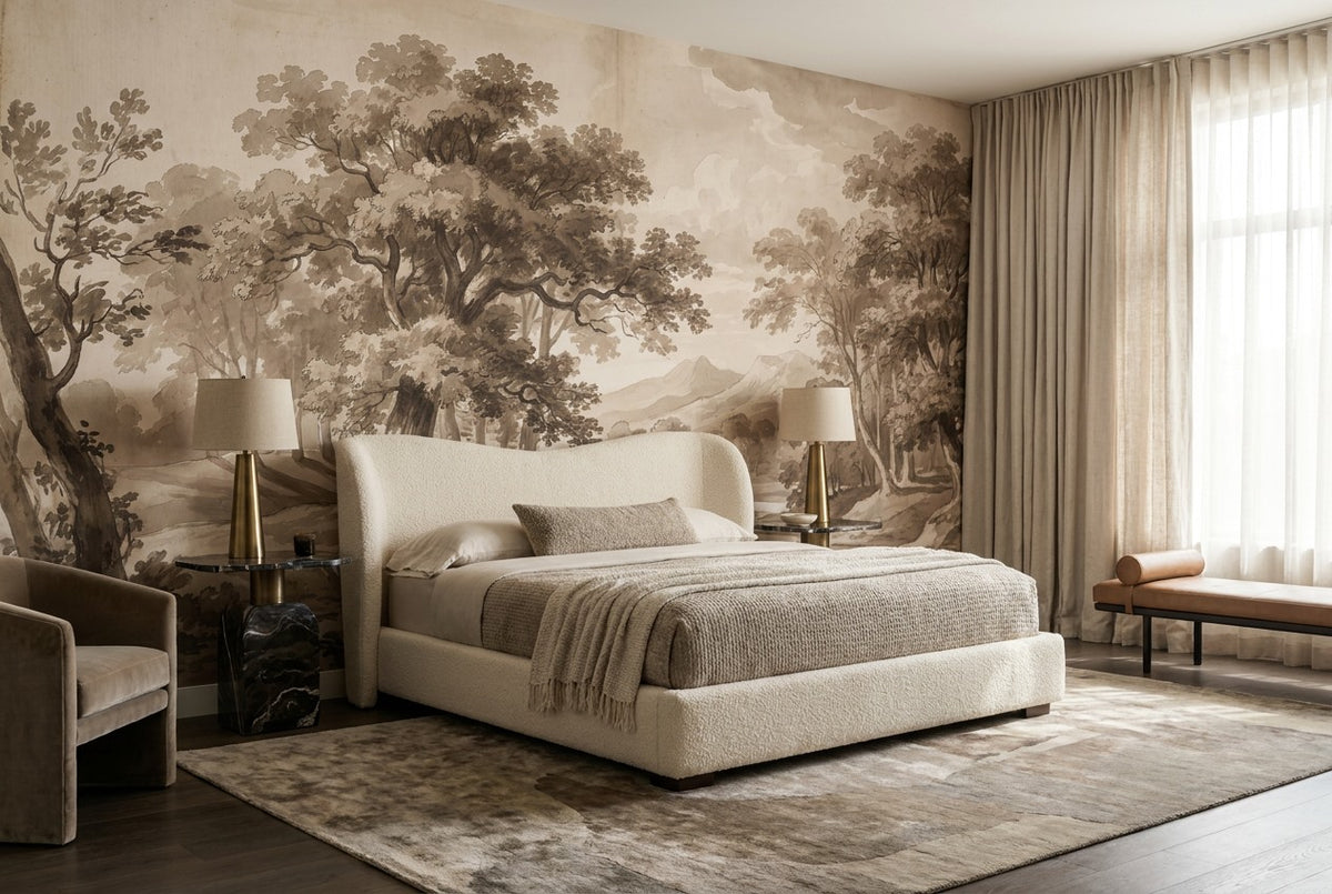 custom bedroom sepia forest sunset wallpaper mural stick on vinyl non woven removable