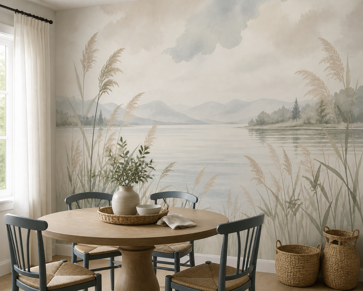 Beige Lake Wallpaper Mural product view