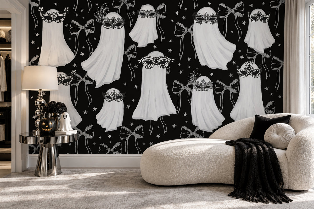 custom black ghosts wallpaper mural vanity self adhesive non woven vinyl removable