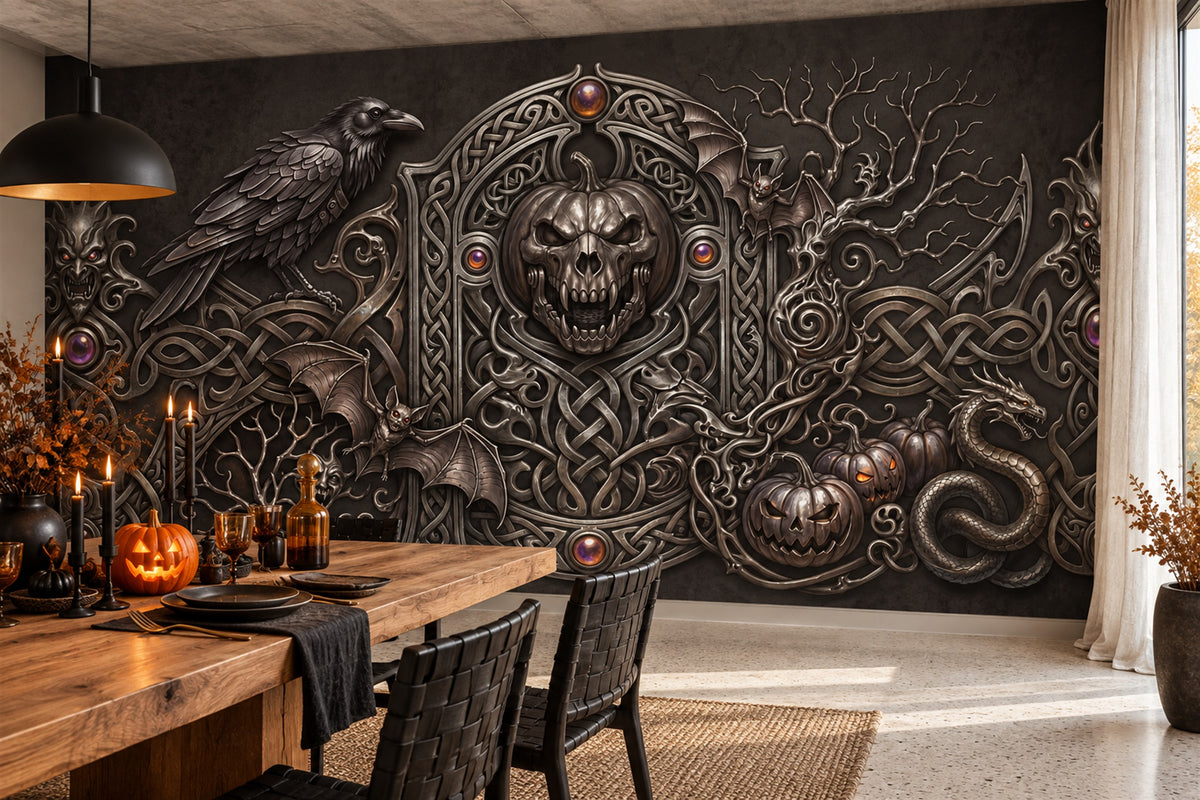 custom black skulls wallpaper mural dining peel and stick non woven vinyl removable