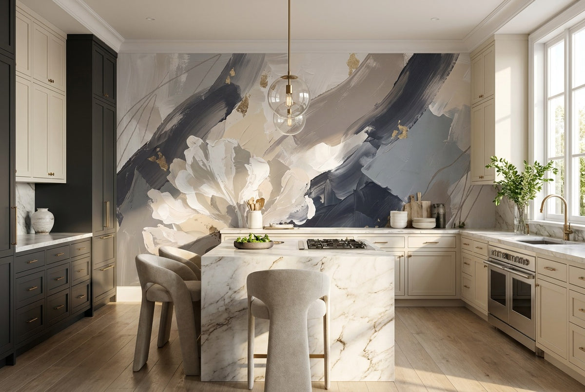 custom blue abstract floral wallpaper mural kitchen stick on non woven vinyl removable