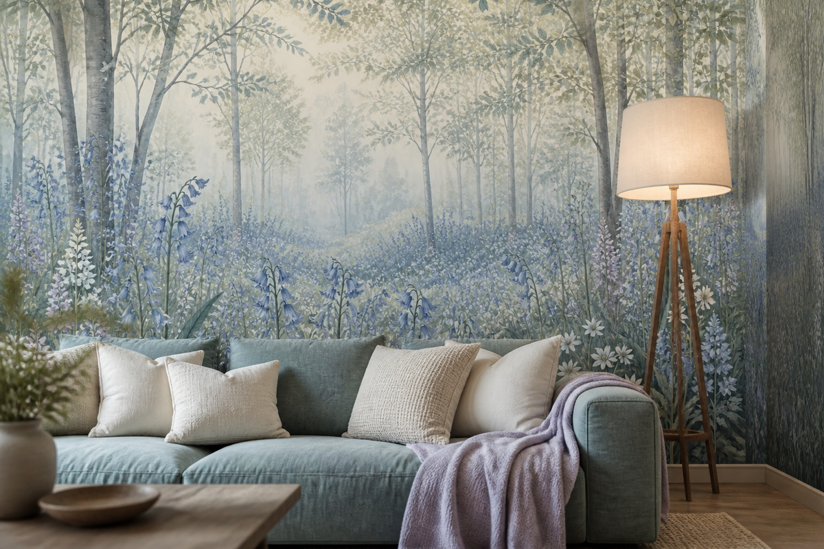 Blue Bluebell Wallpaper Mural product view