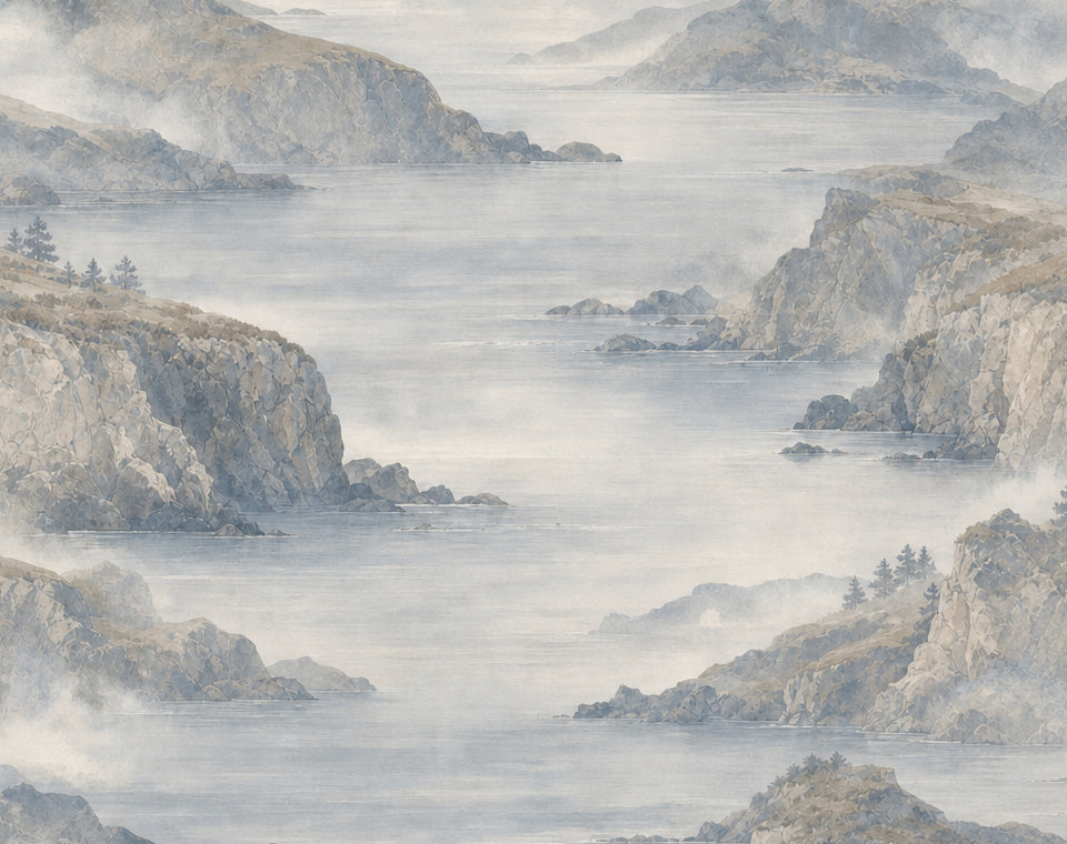 Blue Coastal Wallpaper Mural product view
