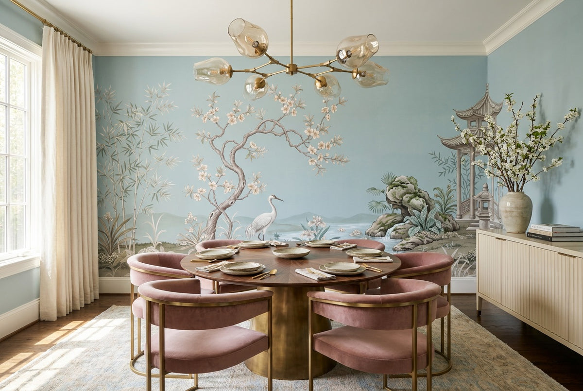 custom blue crane wallpaper mural dining room peel and stick non woven vinyl removable