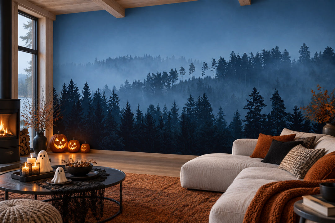 custom blue forest wallpaper mural living room self adhesive non woven vinyl removable