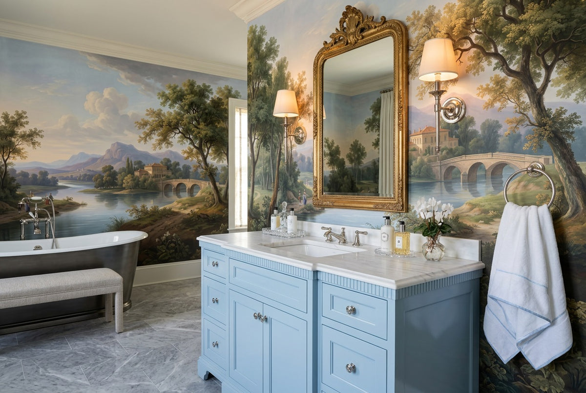 custom blue lake wallpaper mural bathroom self adhesive non woven vinyl removable
