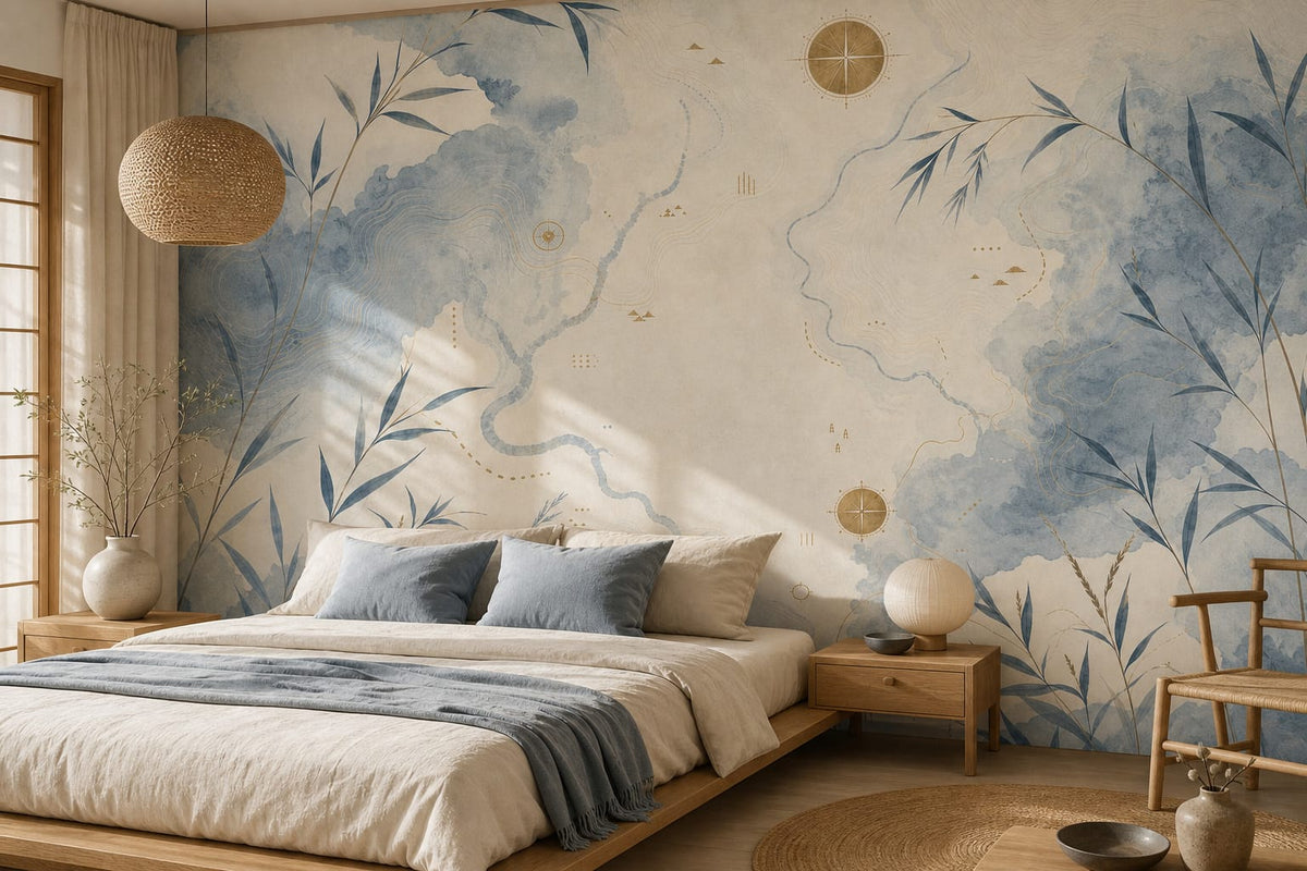 Blue Map Wallpaper Mural product view