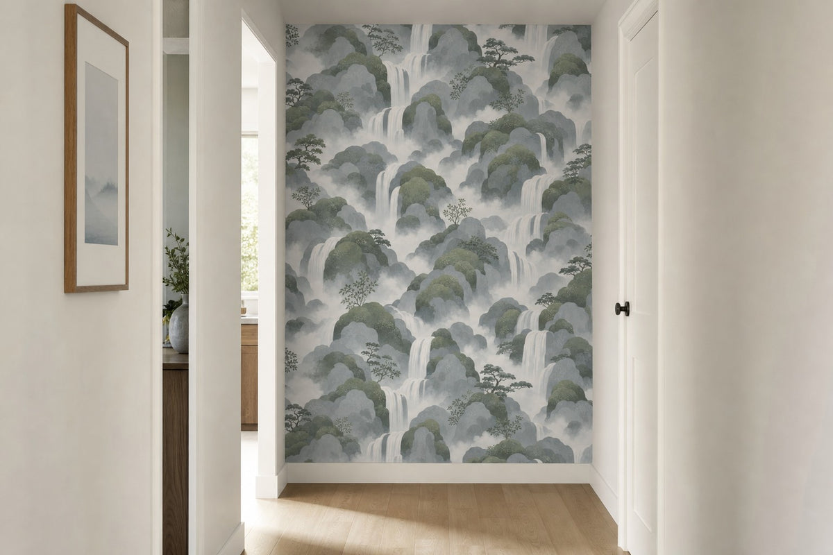 Blue Waterfall Wallpaper Mural product view