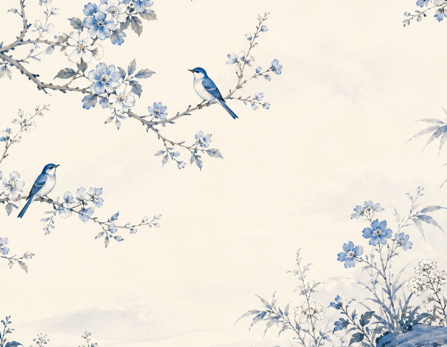Blue White Wallpaper Mural product view