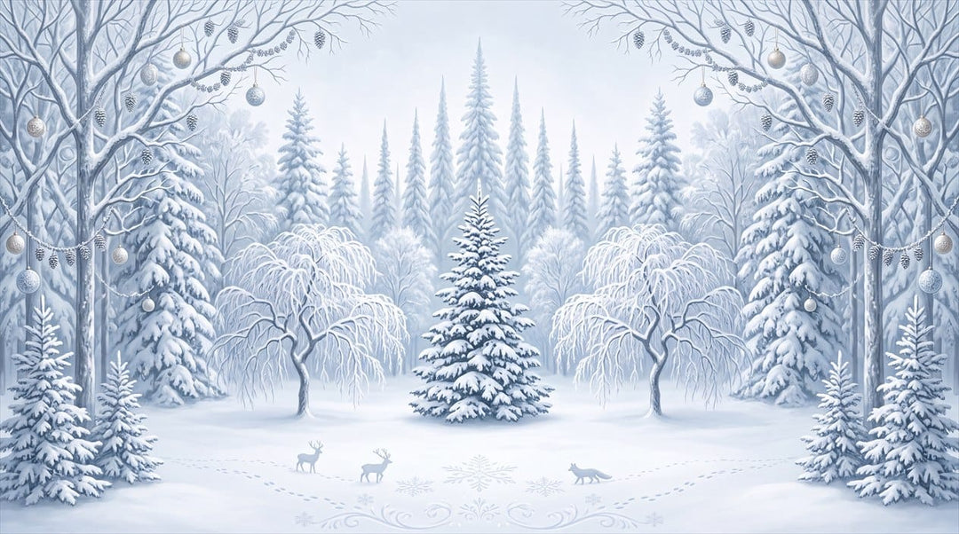 Serene Blue Deer Nordic Winter Forest Wallpaper Mural in custom