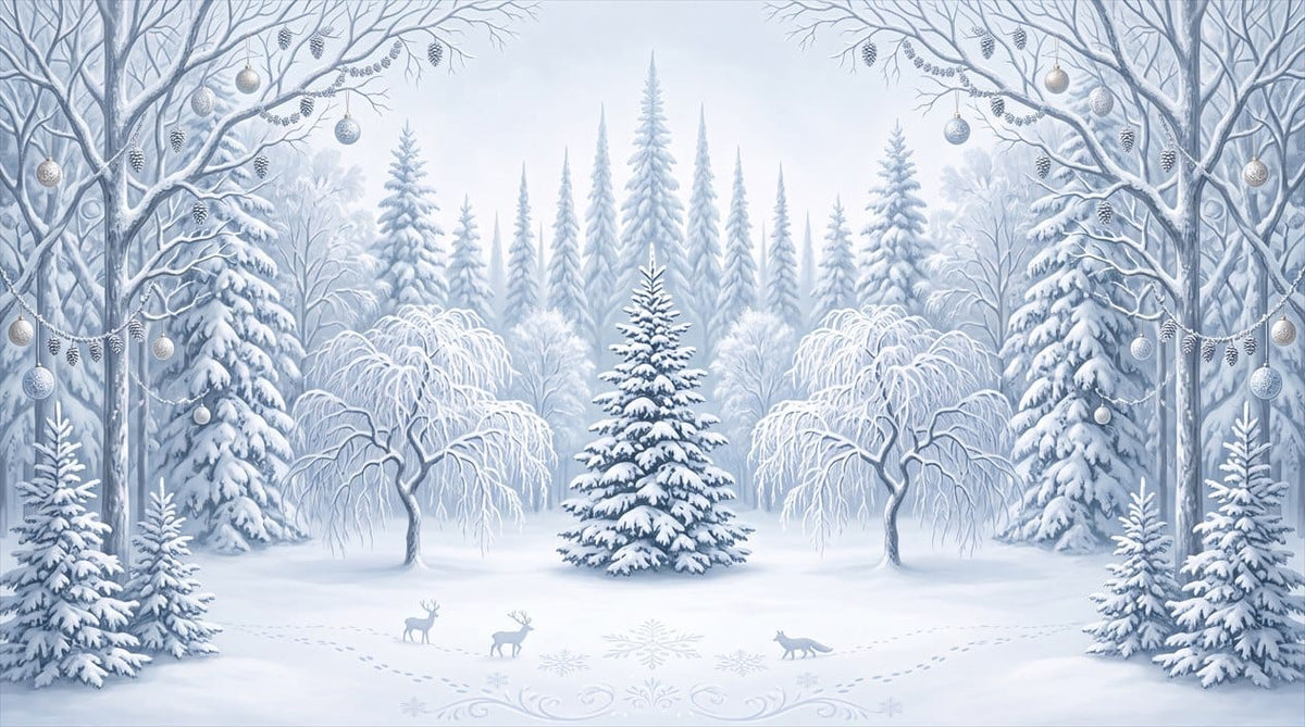 Serene Blue Deer Nordic Winter Forest Wallpaper Mural in custom