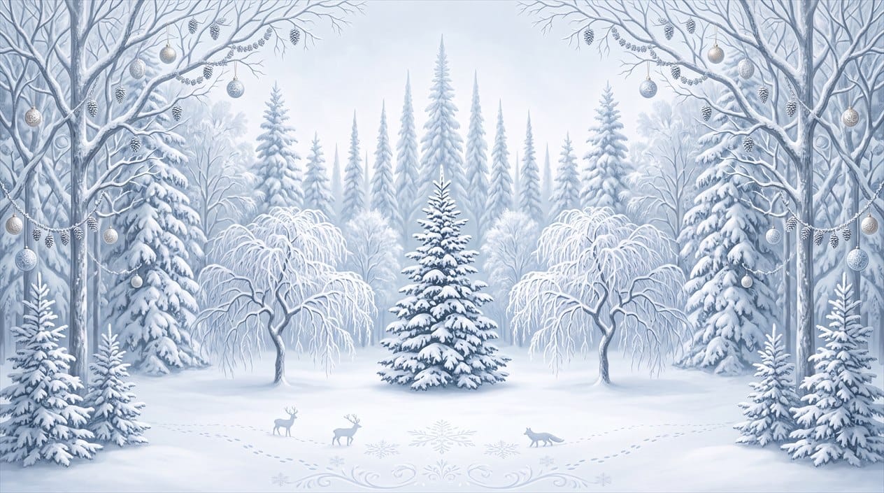 Serene Blue Deer Nordic Winter Forest Wallpaper Mural