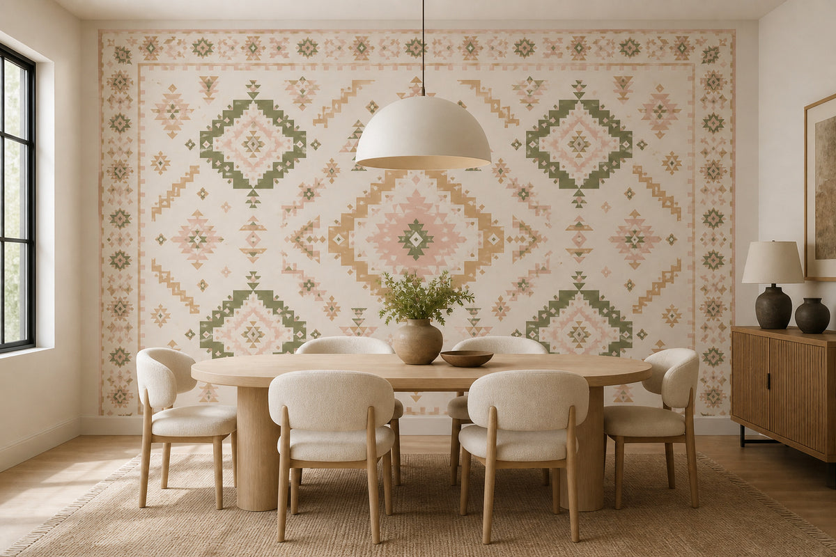 Blush Aztec Wallpaper Mural product view