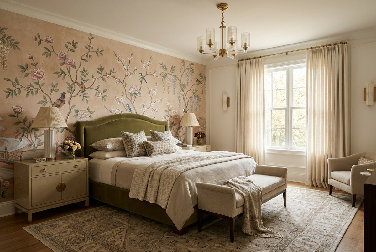 custom blush birds bedroom removable non woven vinyl self adhesive wallpaper mural