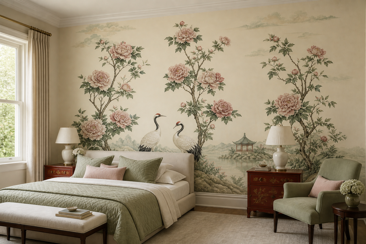 Blush Crane Wallpaper Mural product view