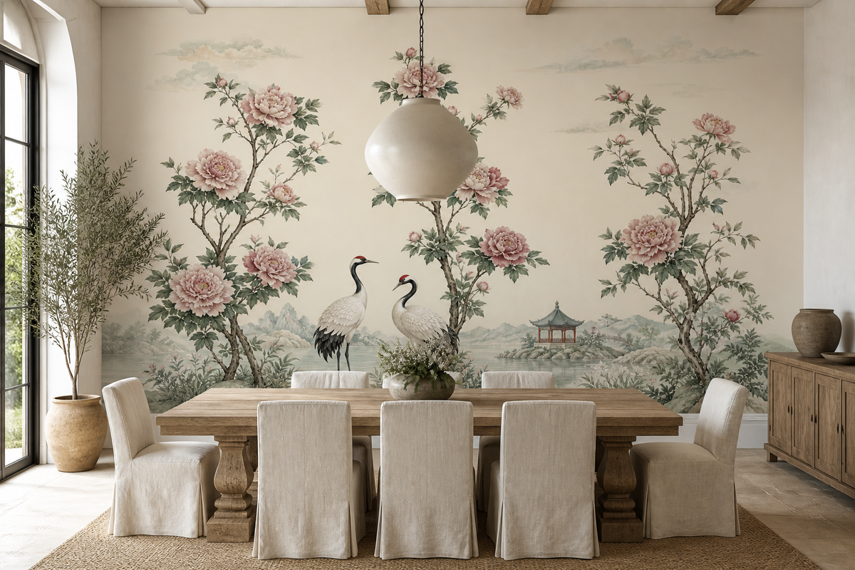 Blush Crane Wallpaper Mural product view