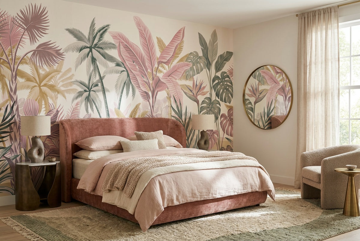 custom blush leaves wallpaper mural bedroom peel and stick non woven vinyl removable