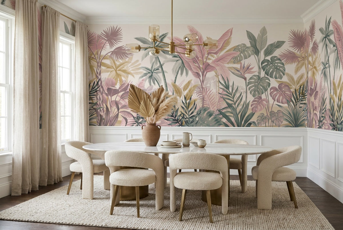 custom blush leaves wallpaper mural dining peel and stick non woven vinyl removable