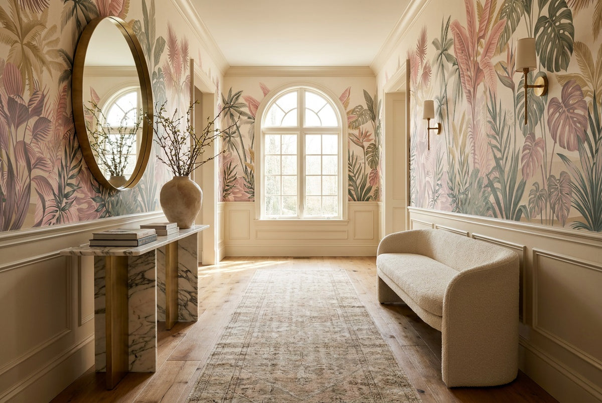 custom blush leaves wallpaper mural hallway self adhesive non woven vinyl removable