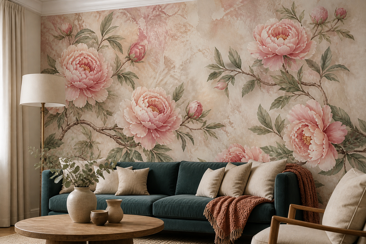 Blush Peony Wallpaper Mural product view
