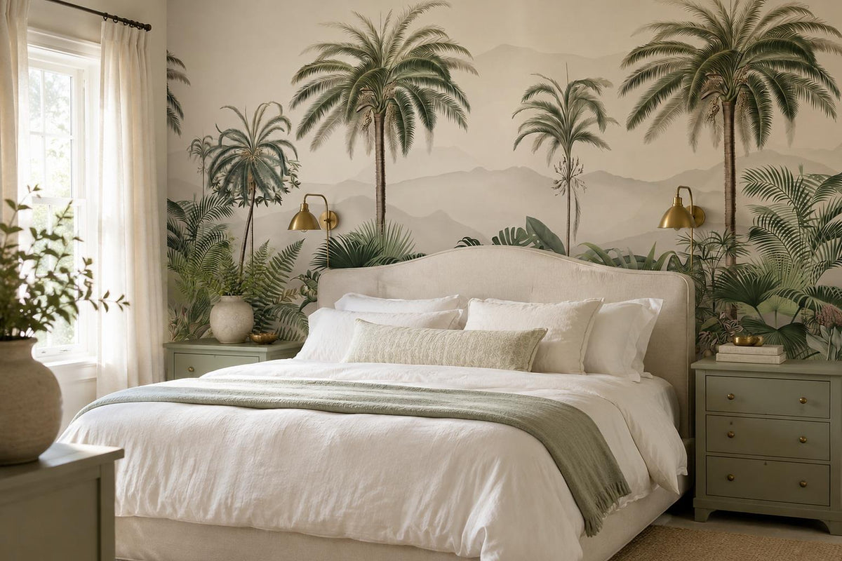 custom botanical neutral bedroom peel and stick removable non woven vinyl wallpa scene