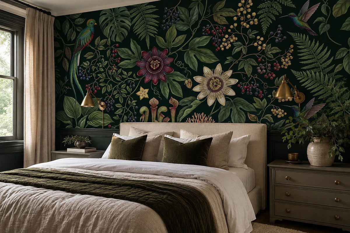 custom botanical neutral bedroom peel and stick removable non woven vinyl wallpa scene