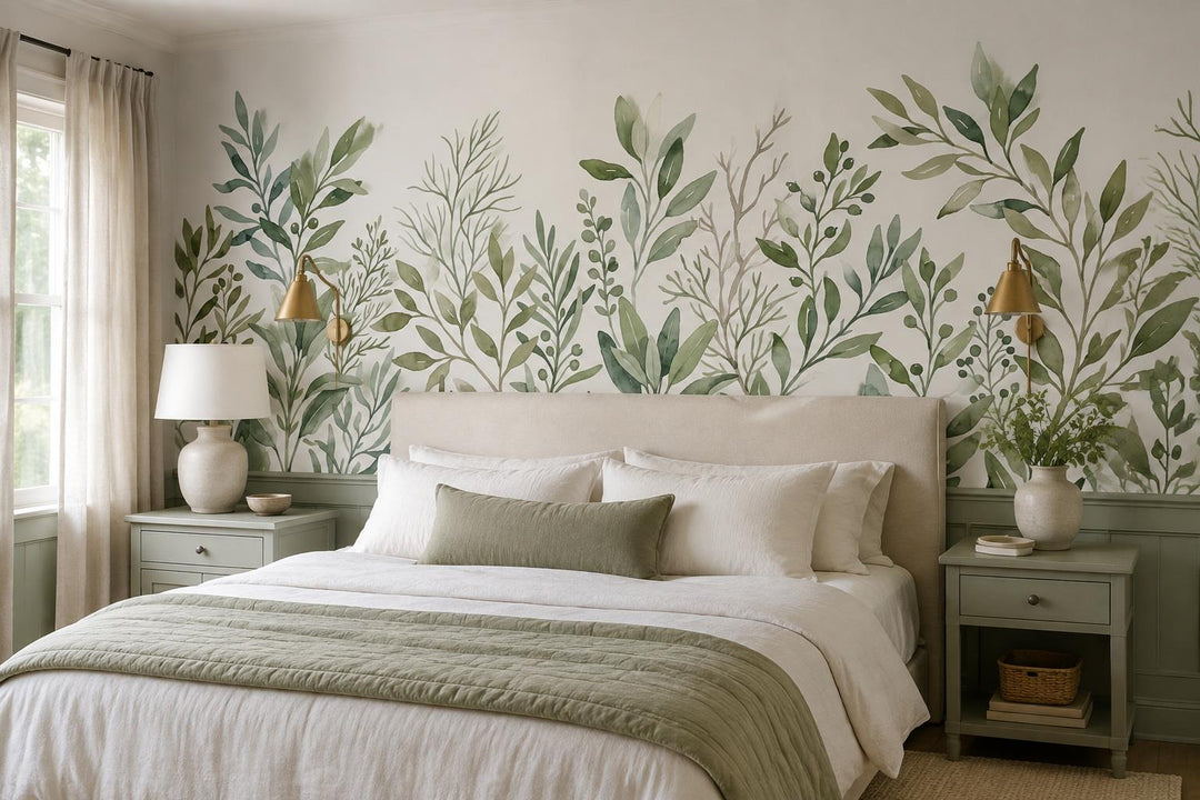 custom botanical neutral bedroom peel and stick removable non woven vinyl wallpa scene
