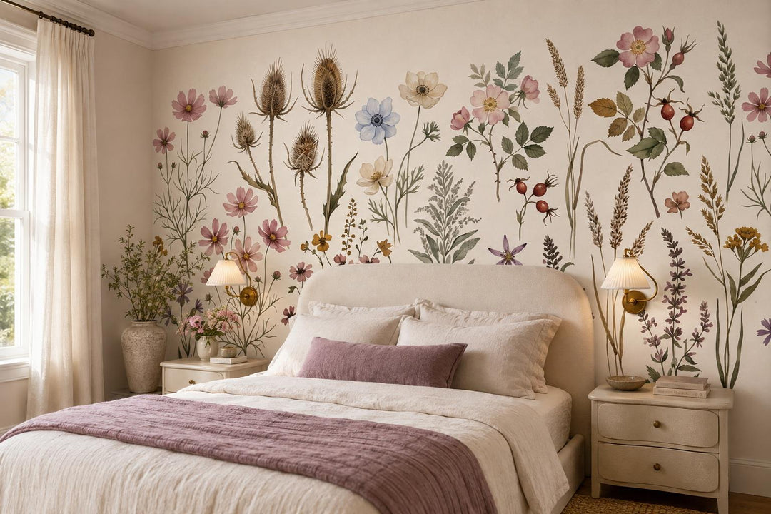 custom botanical neutral bedroom peel and stick removable non woven vinyl wallpa scene