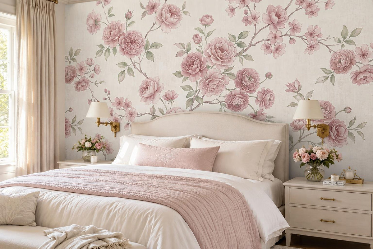 custom botanical neutral bedroom peel and stick removable non woven vinyl wallpa scene