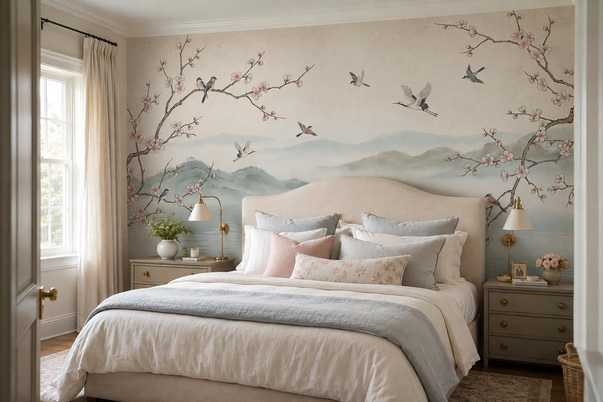 custom botanical neutral bedroom peel and stick removable non woven vinyl wallpa scene