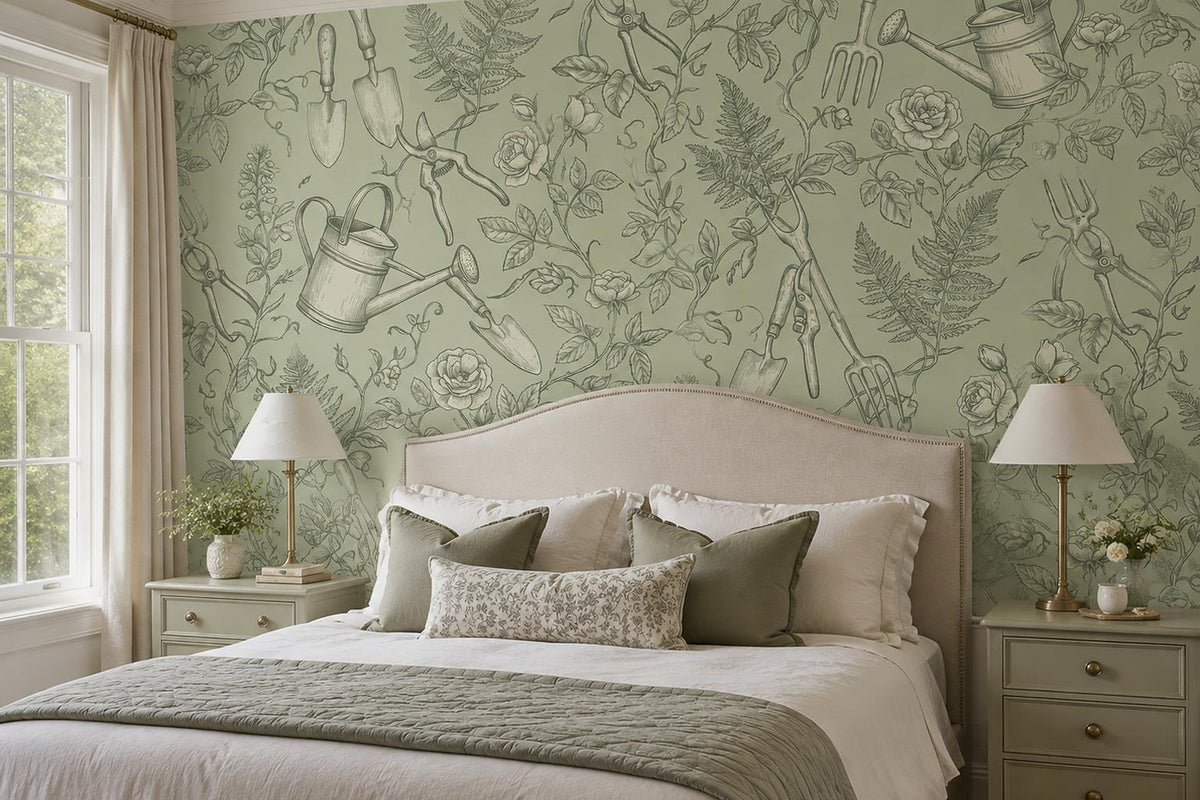 custom botanical neutral bedroom peel and stick removable non woven vinyl wallpa scene