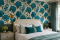 Teal Carnations Floral Wallpaper Mural