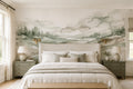 Sage Green Winding River Landscape Wallpaper Mural